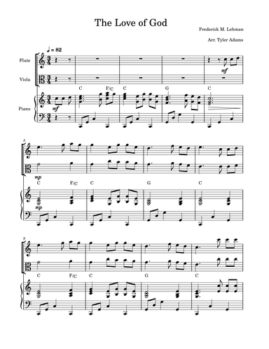 The Love Of God (Flute and Viola Duet with Piano) (arr. Tyler Adams)