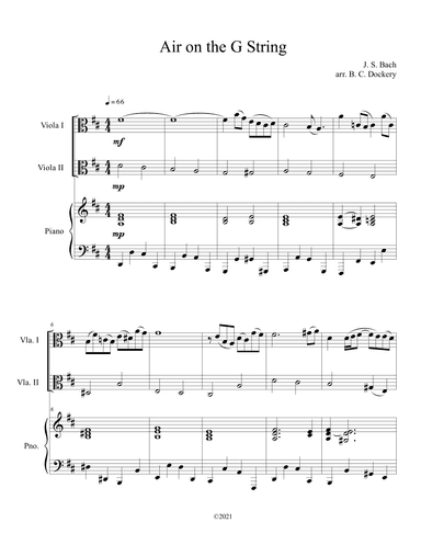 Air on the G String (Viola Duet with Piano Accompaniment) (arr. B. C. Dockery)