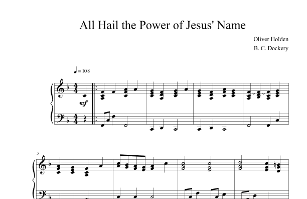 All Hail the Power of Jesus' Name (Solo Piano) (arr. B. C. Dockery)