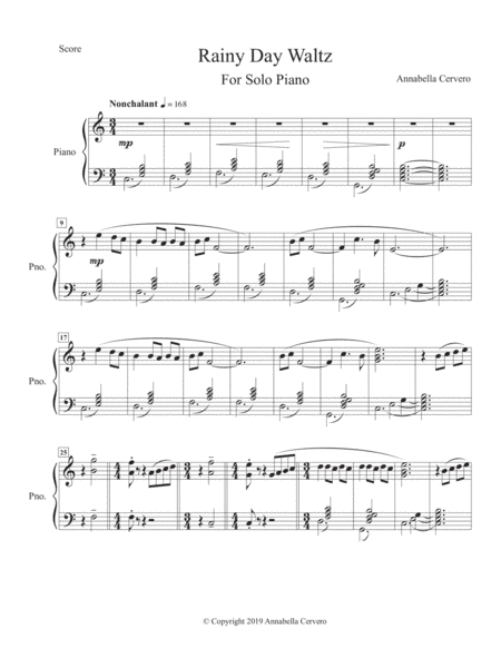 Rainy Day Waltz, for solo piano