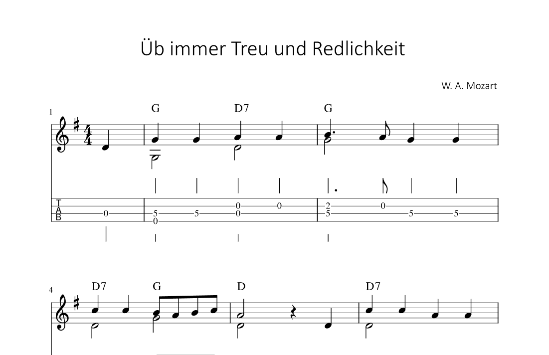 Üb immer Treu und Redlichkeit - W. A. Mozart (arr. songbooks.info)