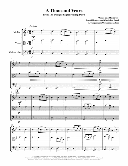 A Thousand Years (arr. Abraham Maduro)