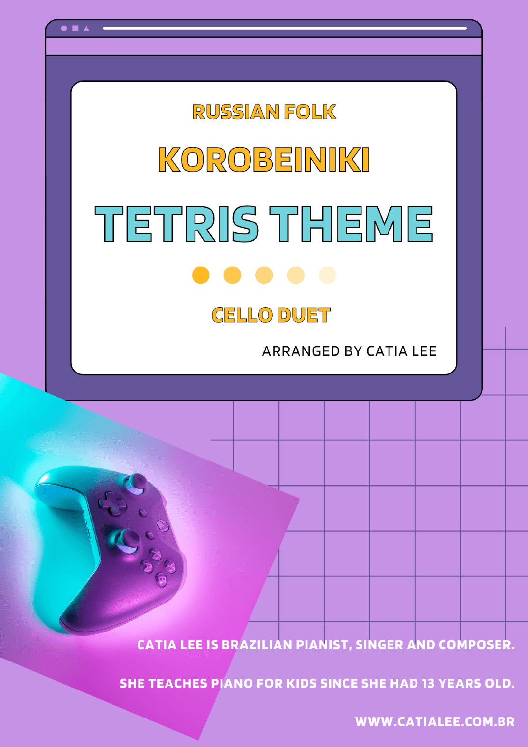 Korobeiniki Tetris theme for Cello Duet - E major (arr. Catia Lee)