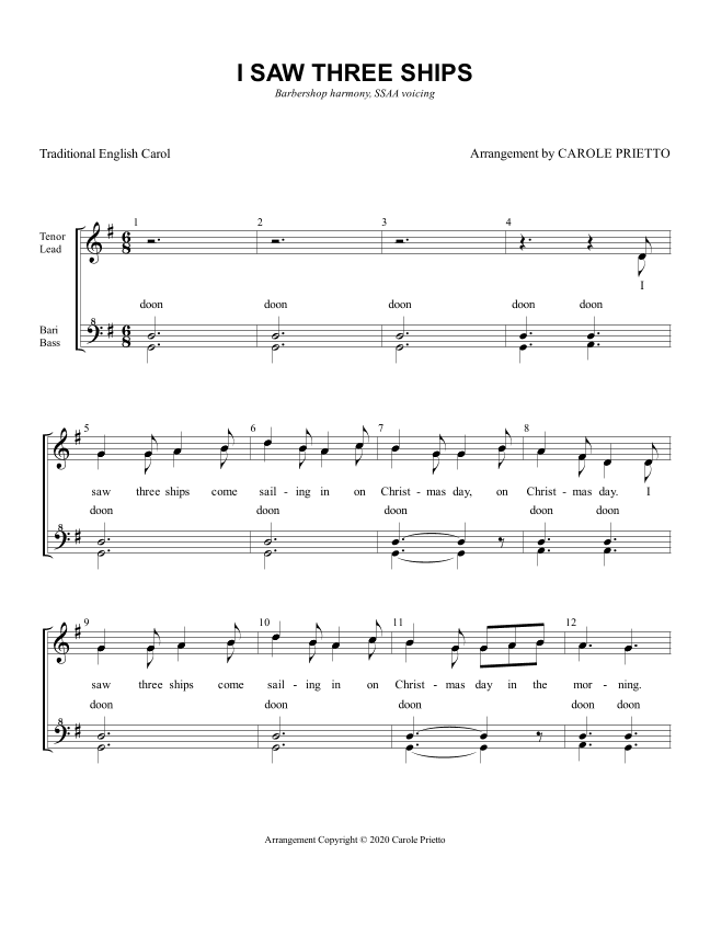 I Saw Three Ships (arr. CAROLE PRIETTO)