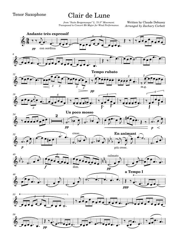 Clair de Lune (arr. Zachary Corbett)