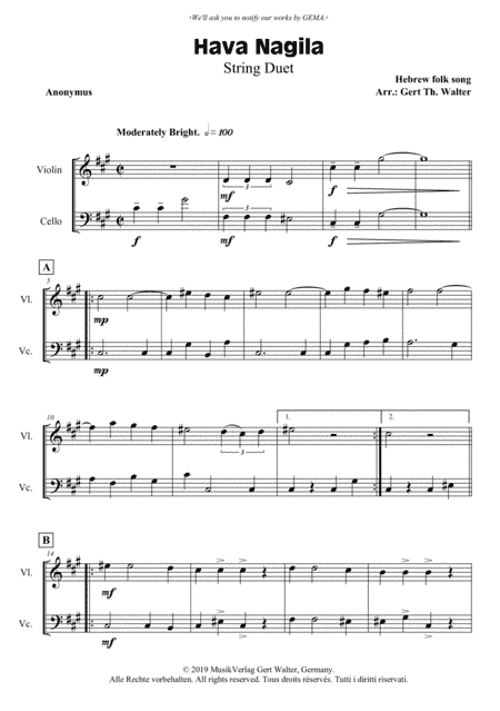 Hava Nagila (arr. Gert Th. Walter)