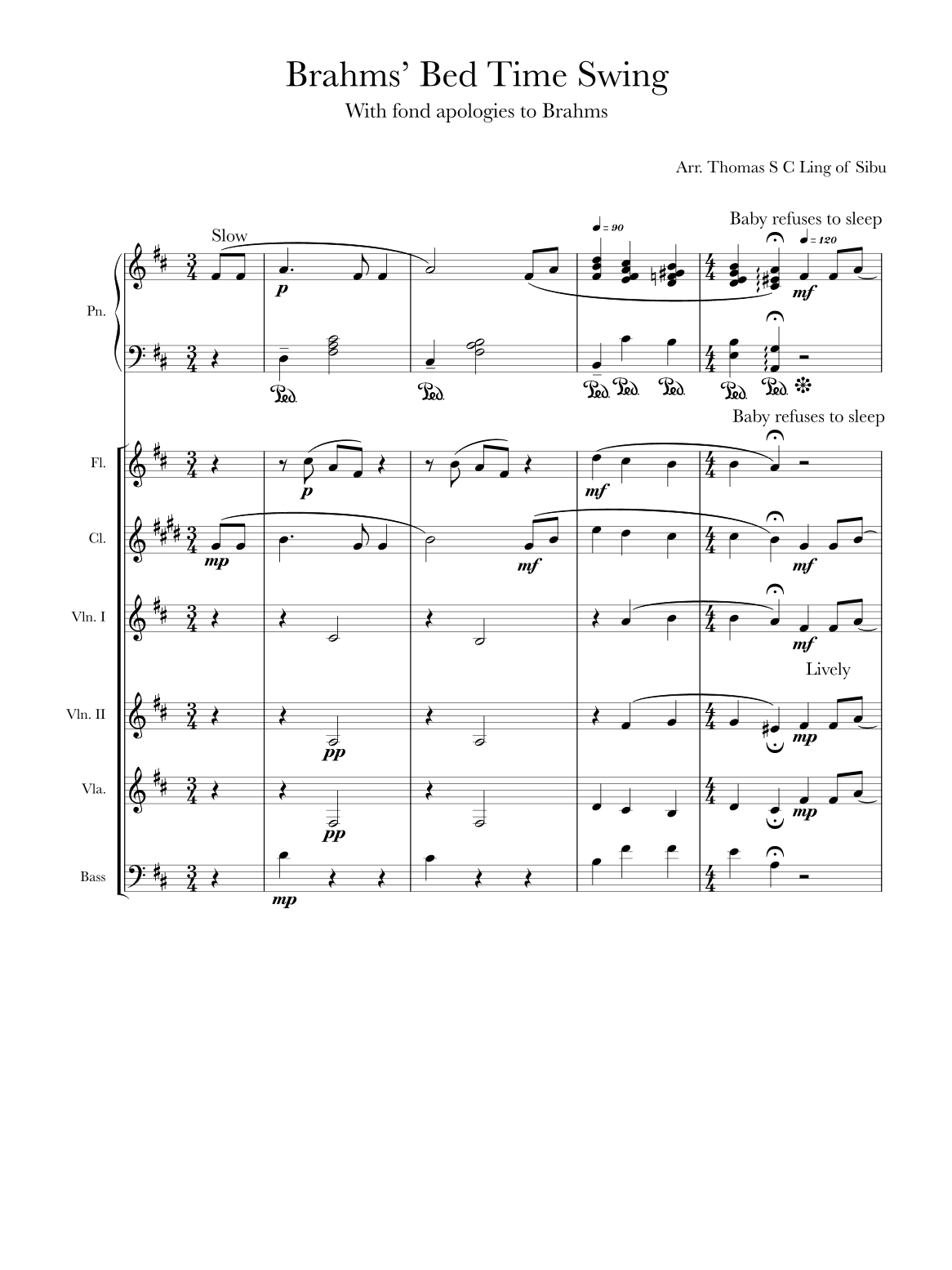Brahms’ Bedtime Swing (lullaby gone wrong) (arr. Thomas Ling of Sibu)