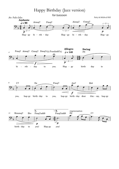 Happy Birthday (jazz version) (arr. Pedro Cohen)