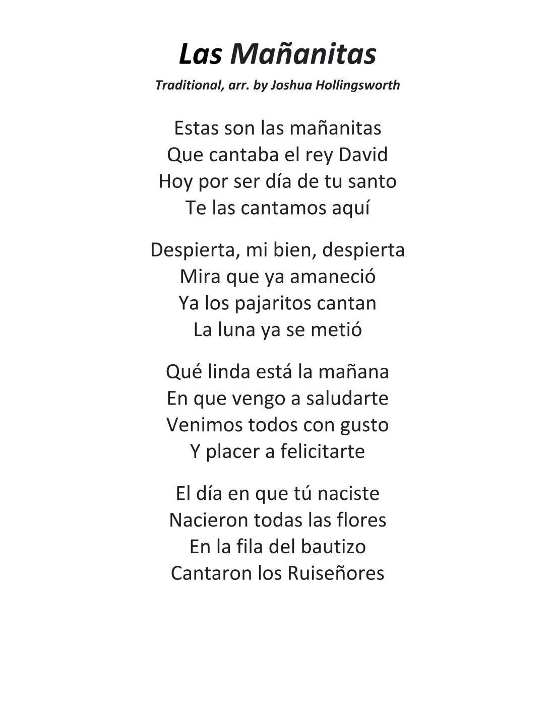 Las Mananitas (arr. Joshua Hollingsworth)