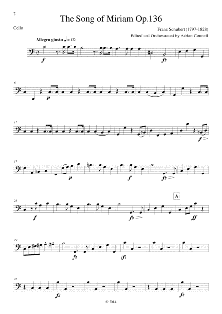 Schubert - The Song of Miriam Op.136 - Cello (arr. Adrian Connell)