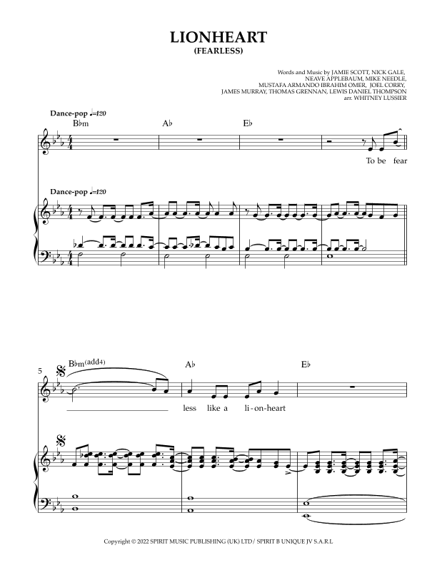 Lionheart Fearless (arr. Whitney Lussier)