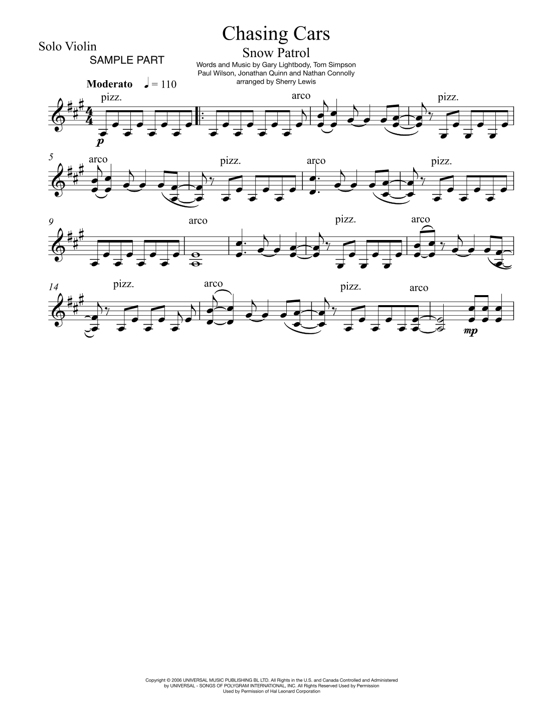 Chasing Cars (arr. Sherry Lewis)