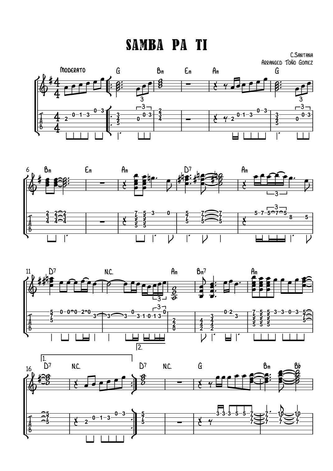 Samba Pa Ti (arr. Toño Gómez)
