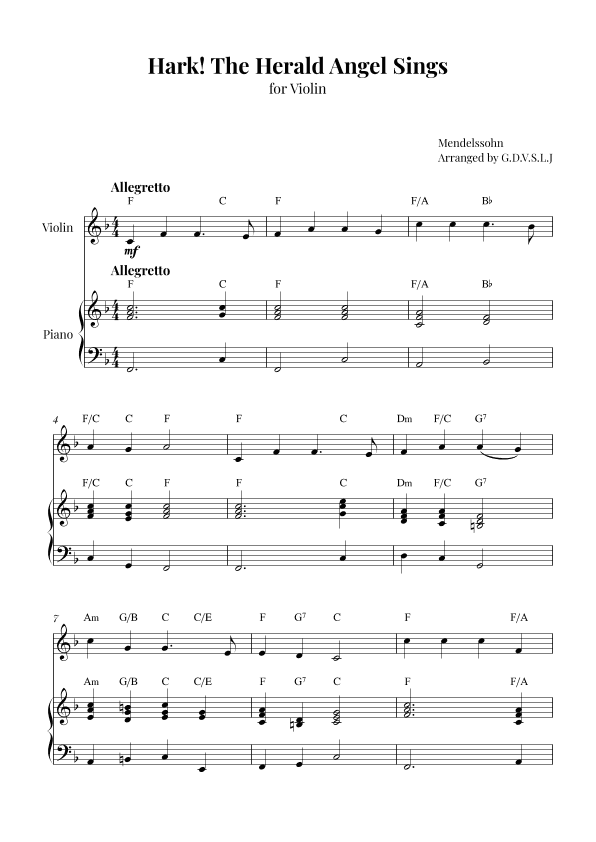 Hark! The Herald Angel Sings (arr. G.D.V.S.L.J)