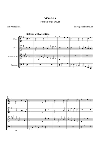 Wishes from 6 Songs Op.48 No.1 (arr. André Nusa)