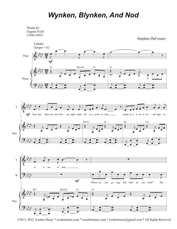 Wynken, Blynken, And Nod (Duet for Tenor and Bass solo)
