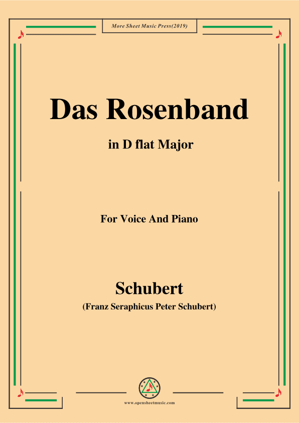 Schubert-Das Rosenband(The Rosy Ribbon),Ver.II,in D flat Major (arr. OSM Press)