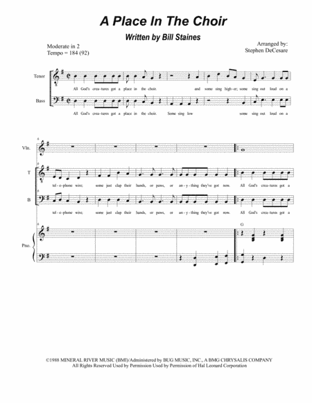 A Place In The Choir (arr. Stephen DeCesare)