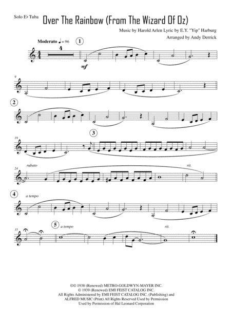 Over The Rainbow (from The Wizard Of Oz) (arr. Andy Derrick)
