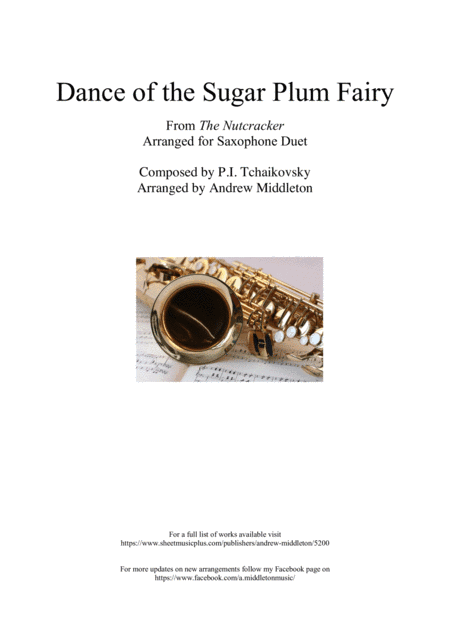 Dance of the Sugar Plum Fairy arranged for Saxophone Duet (arr. Andrew Middleton)