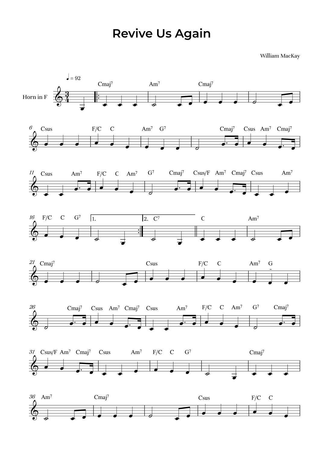 Revive Us Again (arr. Alliance Edition)