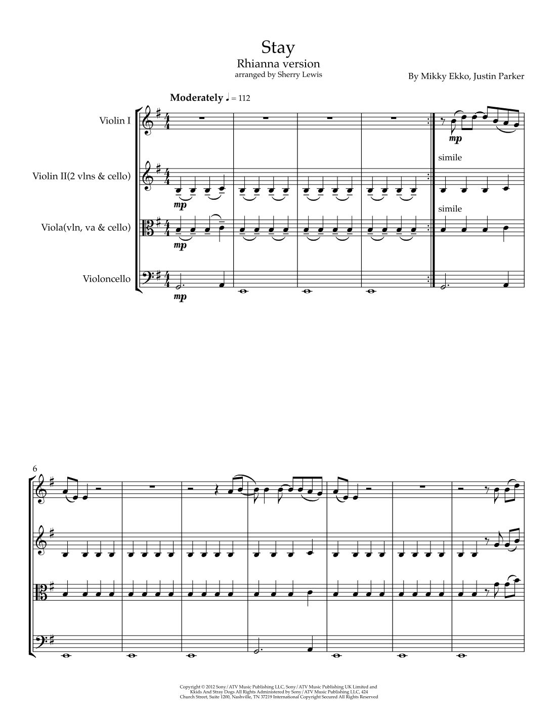 Stay (arr. Sherry Lewis)