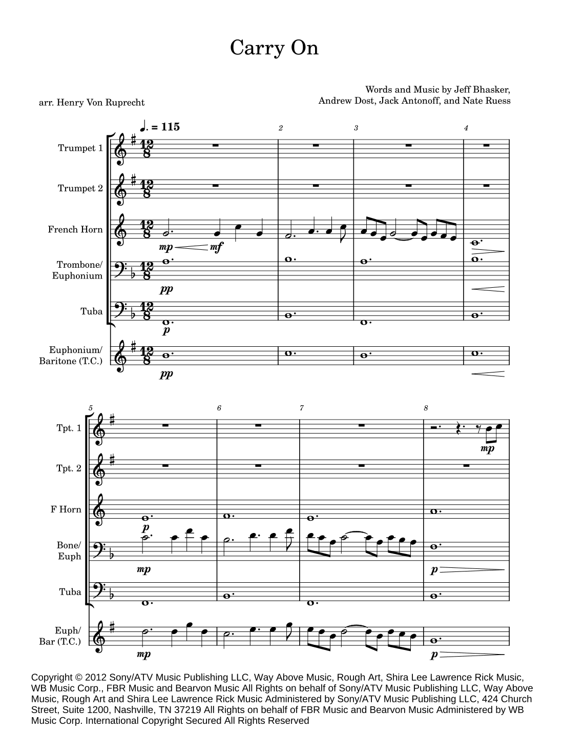 Carry On (arr. Henry Von Ruprecht)