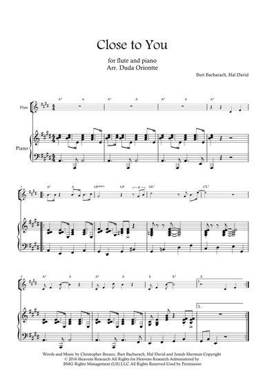 Close To You (arr. Duda Oriontte)