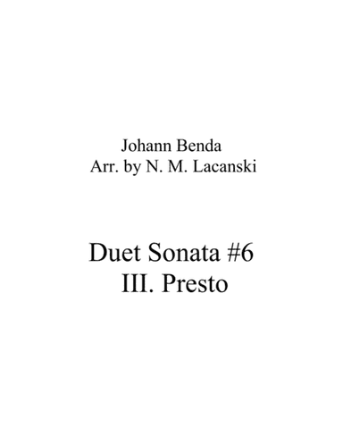Duet Sonata #6 Movement 3 Presto (arr. Nick Lacanski)