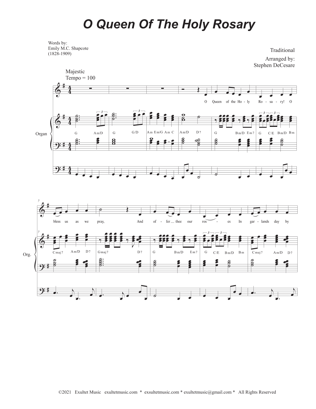 O Queen Of The Holy Rosary (Vocal Solo - Organ accompaniment) (arr. Stephen DeCesare)