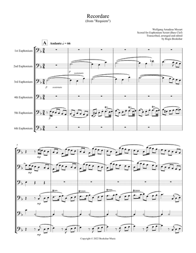 Recordare (from "Requiem") (F) (Euphonium Sextet - Bass Clef) (arr. Regis Bookshar)