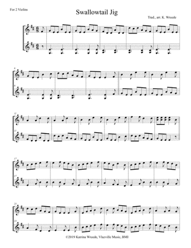 Swallowtail Jig (aka The Dancing Master) for Two Violins (arr. Katrina Wreede)