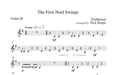 The First Noel Swings - string orchestra - Violin III part (optional) (arr. Nick Raspa)
