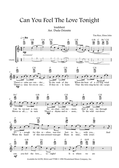 Can You Feel The Love Tonight (arr. Duda Oriontte)