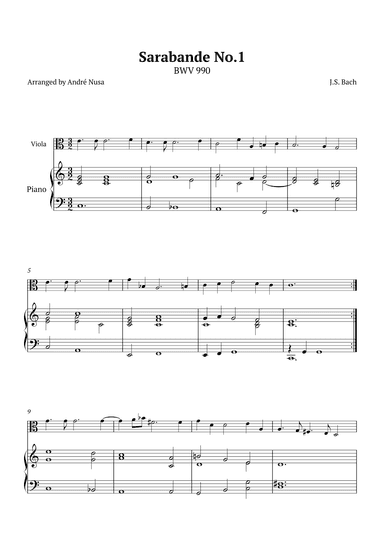Sarabande No.1 BWV 990 (arr. André Nusa)