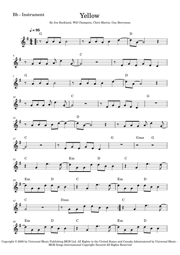 Yellow (arr. Fabio Eduardo de Oliveira)