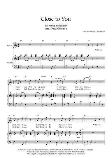 Close To You (arr. Duda Oriontte)