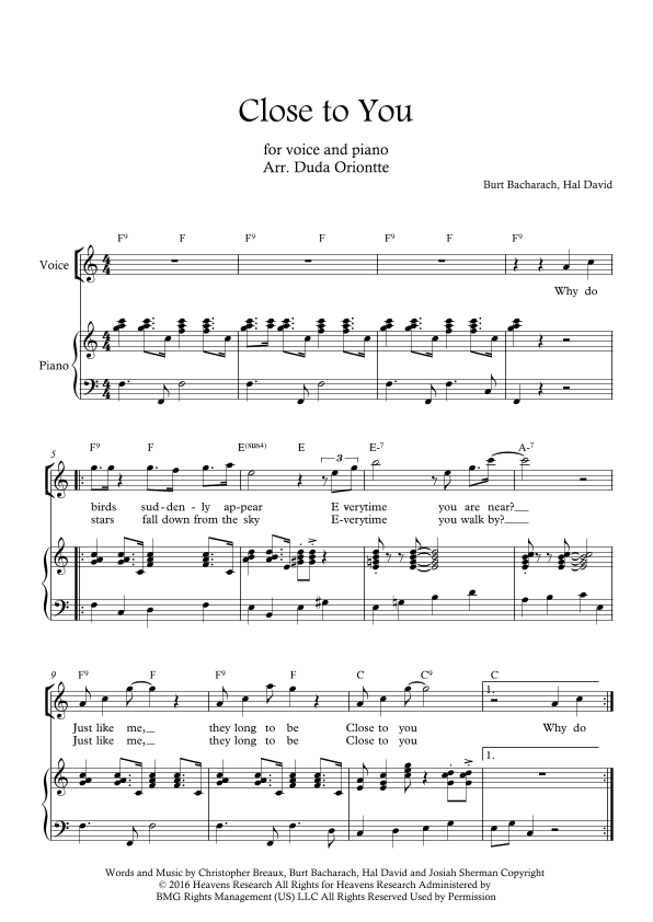 Close To You (arr. Duda Oriontte)