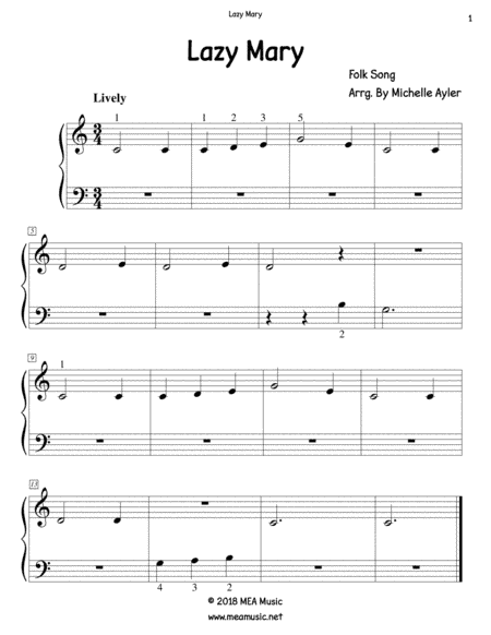 Lazy Mary (arr. Michelle Ayler)