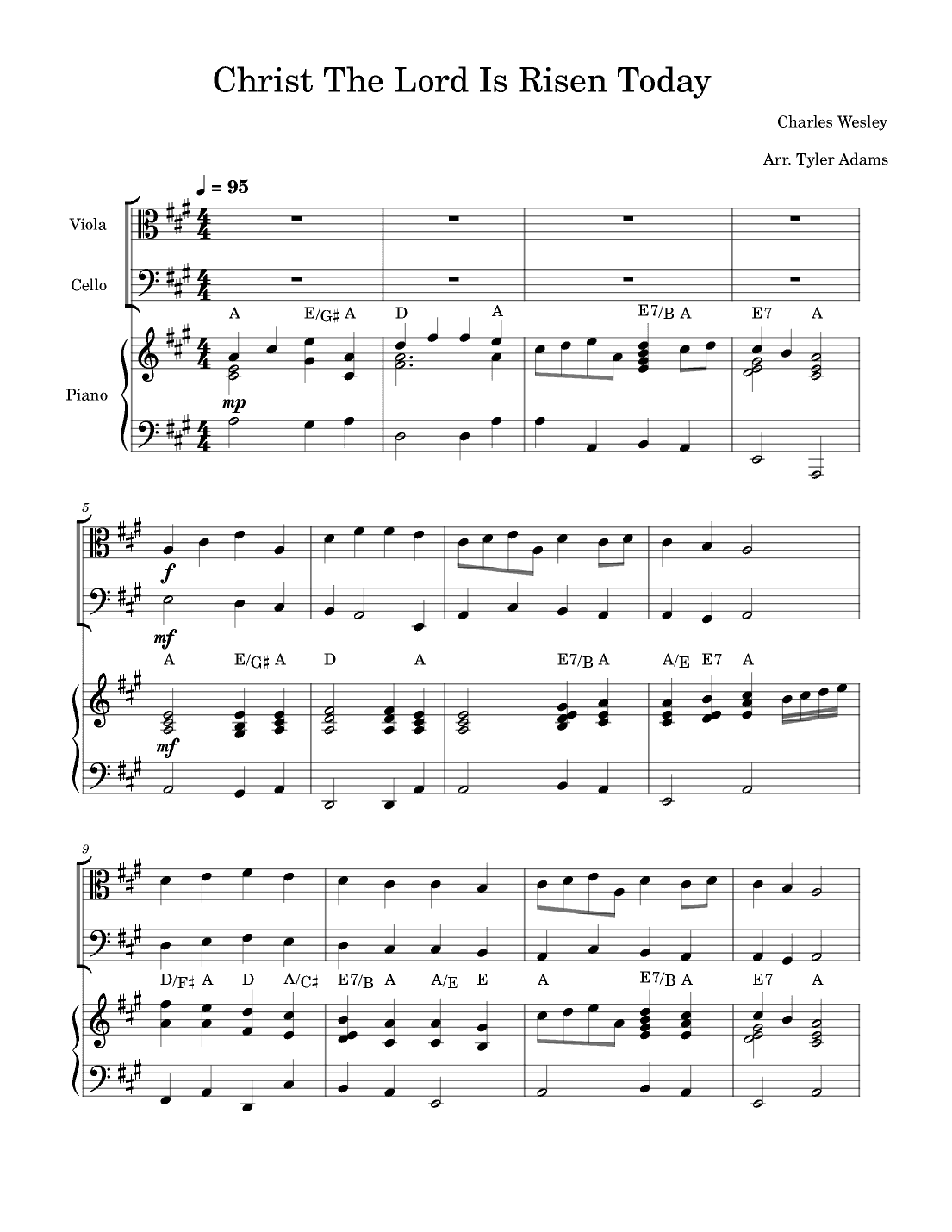 Christ The Lord Is Risen Today (Viola and Cello Duet with Piano) (arr. Tyler Adams)
