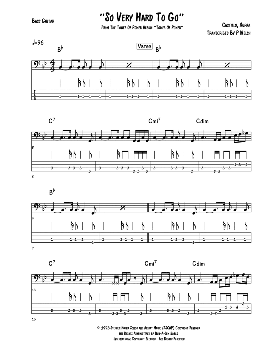 So Very Hard To Go (arr. Paul welsh)