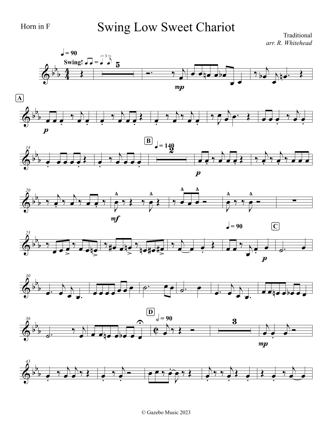 Swing Low Sweet Chariot (arr. Robert Whitehead)