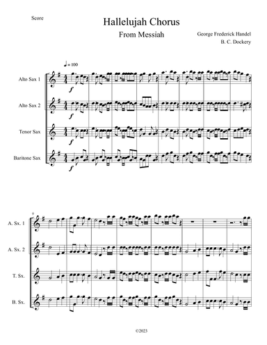 Hallelujah Chorus from Messiah (Sax Quartet) (arr. B. C. Dockery)