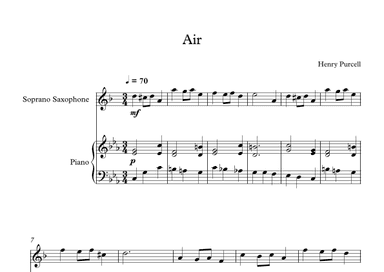 Air - Henry Purcell (Soprano Sax + Piano) (arr. Digital Book Music)