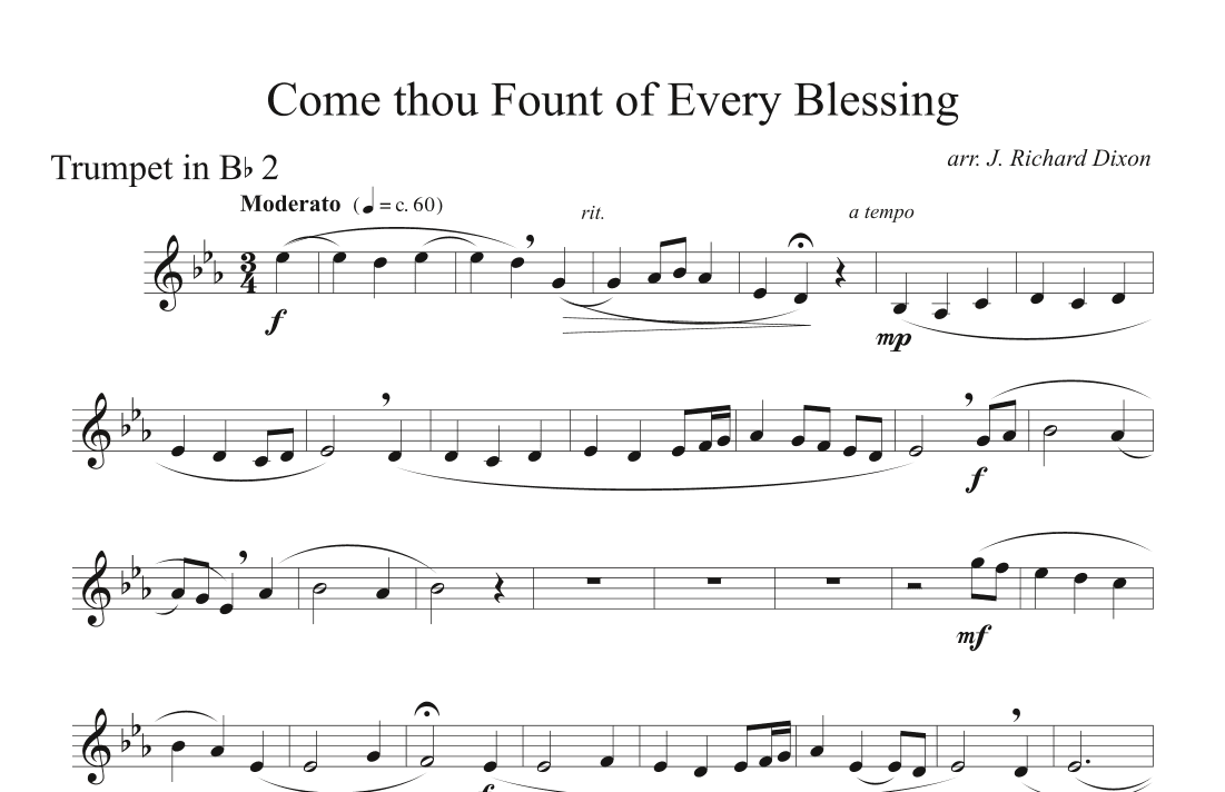 "Come Thou Fount" for brass quintet 2nd Trumpet (arr. J. Richard Dixon)