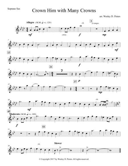 Crown Him With Many Crowns (Sax Sextet) (arr. Wesley D. Peters)
