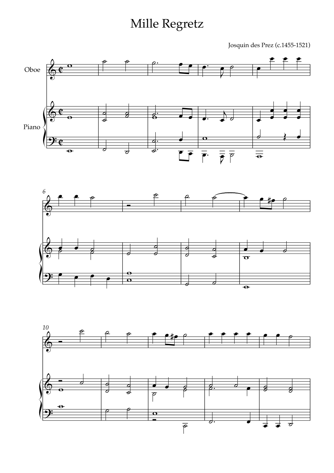Mille Regretz (arr. Karen Gueiros)