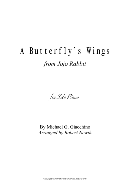Butterfly's Wings (arr. Robert Newth)