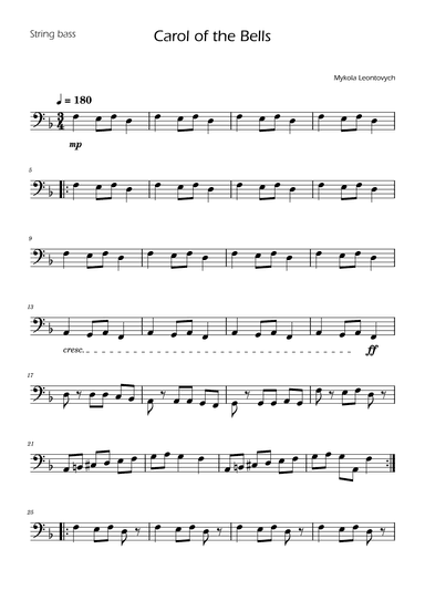 Carol of the Bells - String Bass Solo w/ Piano (arr. Ygor Nunes)