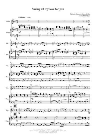 Saving All My Love For You (arr. Kevin P Holdgate)